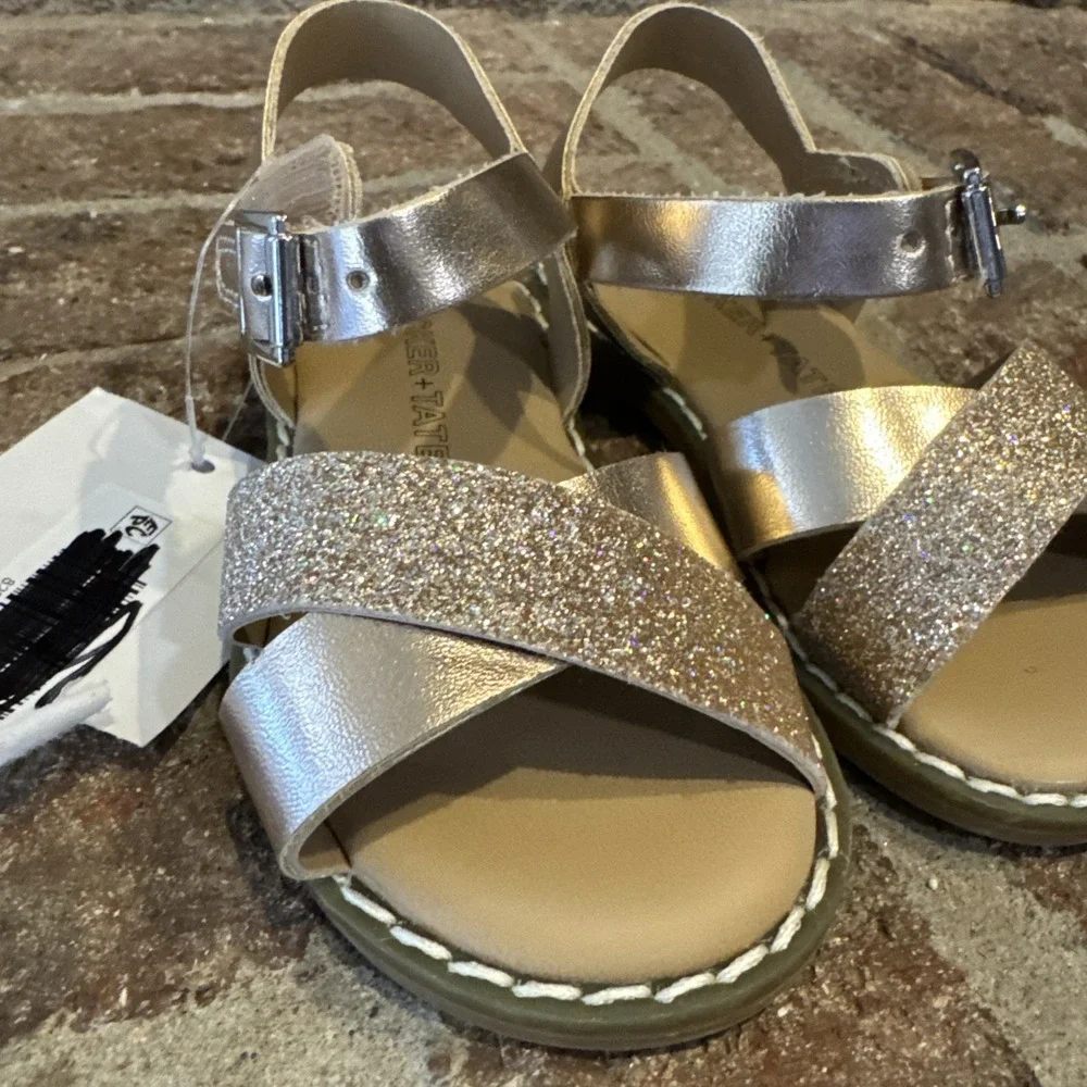 Tucker + Tate Arya Girls Cross Strap Rose Gold 5D Glitter Faux‎ Leather #0023